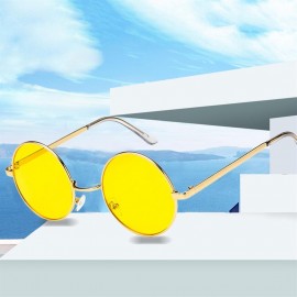 Fashion Metal Frame Men Women Sunglasses Round Candy Color Lens Glasses