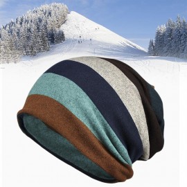 Double Layers Knitted Stripe Pattern Men Women Keep Warm Hats Beanies