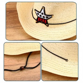 Children Western Cowboy Straw Sun Hat Wind-proof Cap Big Wide Brim Sunbonnet
