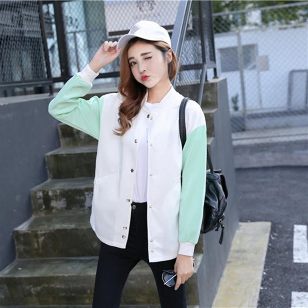 Candy Color Space-wadding Baseball Jackets Casual Loose Outwear for Women