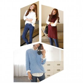 Ladies Loose Long-sleeved Shirt Medium Length Solid Color Casual Blouse